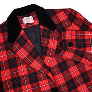 VTG PENDLETON Women's‎ 10 Petite Red Black Plaid 100% Scottish Wool Blazer USA